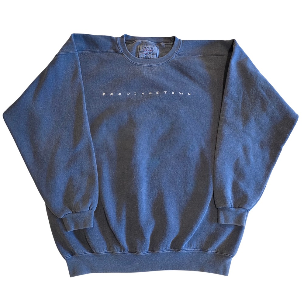 Vintage 90s Provincetown Sweatshirt Faded Blue Santee Made in USA XL Crewneck
